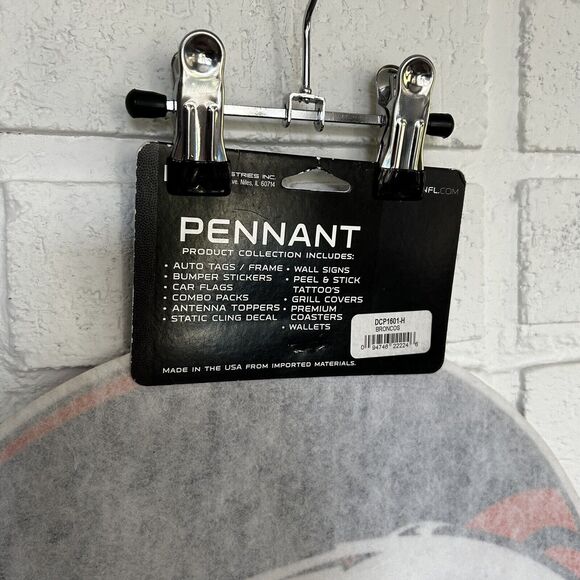 Denver Broncos Pennant Helmet Shape Large 16” X 13” New With Tags NFL - Picture 5 of 5